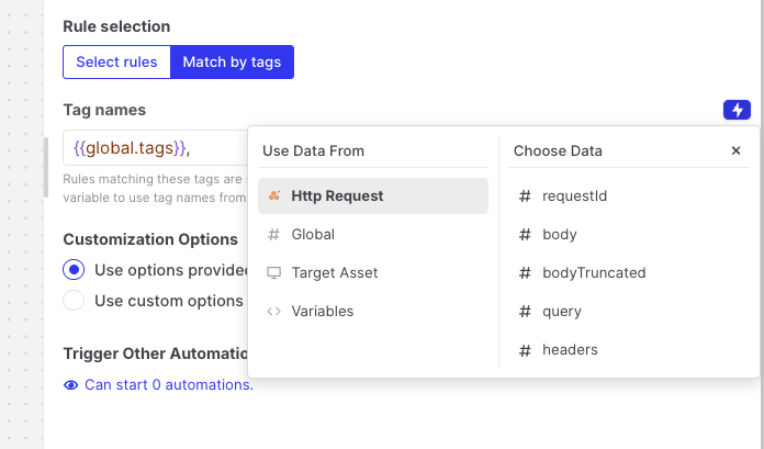 Start Hunt/Triage: Match by tags with an expression